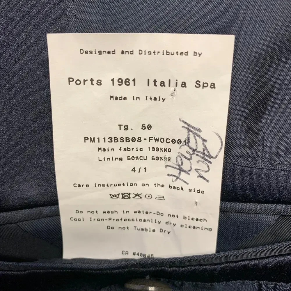 PORTS 1961Size 40 Grey Navy Plaid Wool Peak Lapel Sport Coat